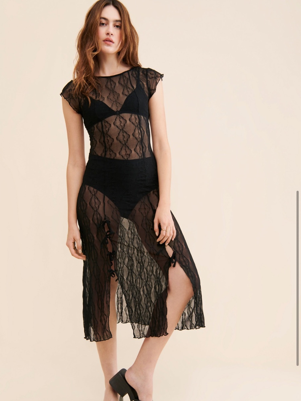 Sheer Black Mariposa Midi Dress